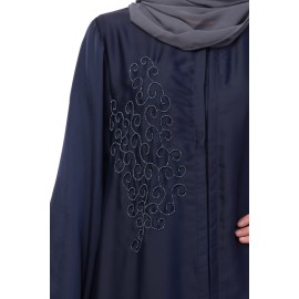 Nazneen front Open  one side hand work Abaya