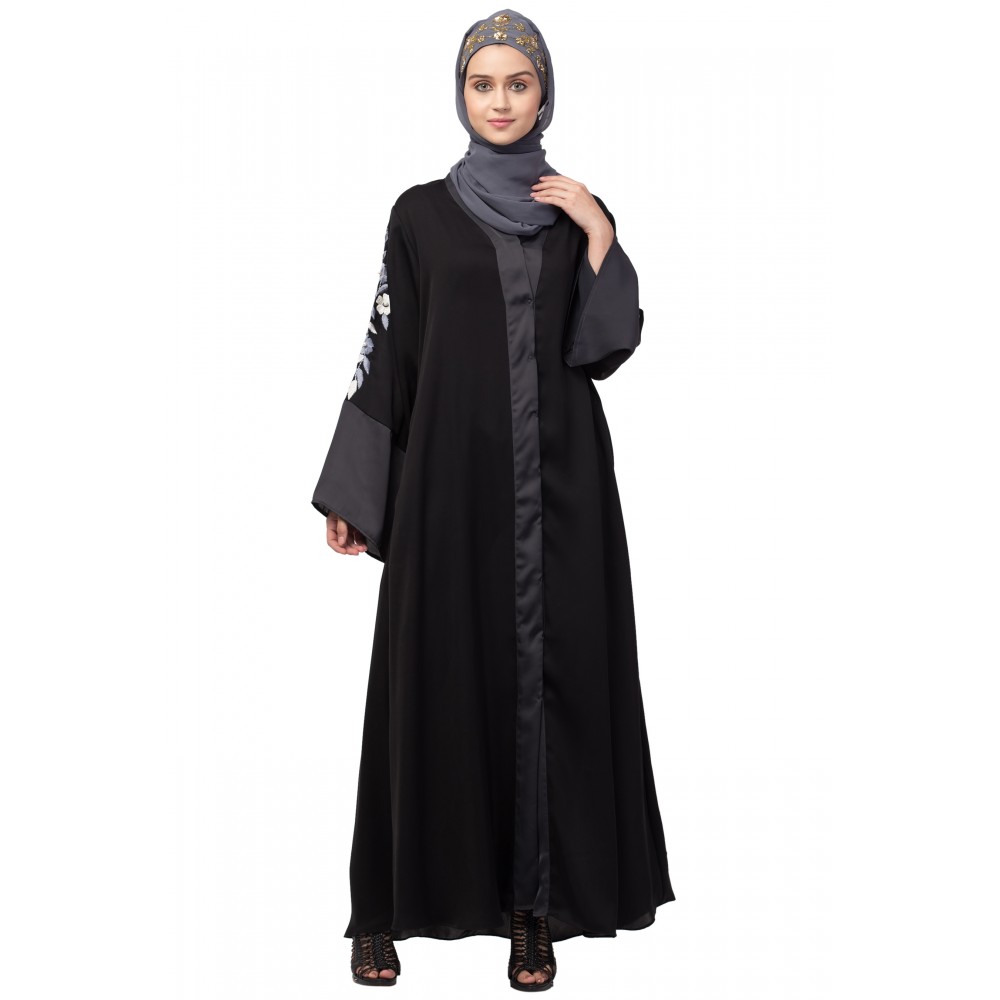 Nazneen Front open Sleeve embroidery Dubai style Kaftan cum Abaya