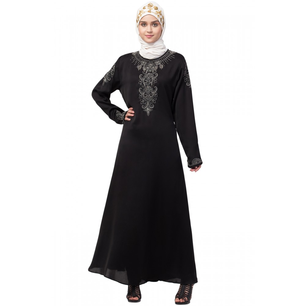 Nazneen Front and Sleeve Hand work A line Party Abaya