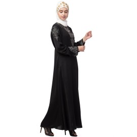 Nazneen Front and Sleeve Hand work A line Party Abaya