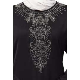 Nazneen Front and Sleeve Hand work A line Party Abaya