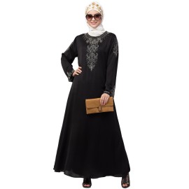 Nazneen Front and Sleeve Hand work A line Party Abaya