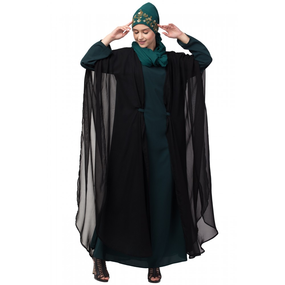 Nazneen contrast double layers Abaya