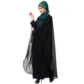 Nazneen contrast double layers Abaya