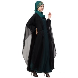 Nazneen contrast double layers Abaya