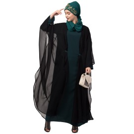 Nazneen contrast double layers Abaya