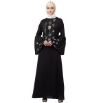 Nazneen hand embroidery on front and bell sleeve  A line Abaya