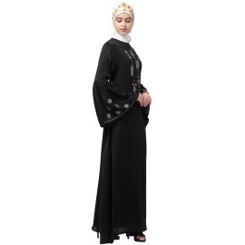 Nazneen hand embroidery on front and bell sleeve  A line Abaya