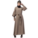 Nazneen long cuff full balloon sleeve with belt A line Abaya