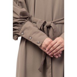 Nazneen long cuff full balloon sleeve with belt A line Abaya