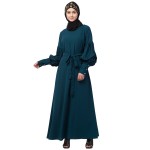 Nazneen long cuff full balloon sleeve with belt A line Abaya