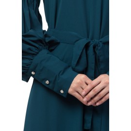 Nazneen long cuff full balloon sleeve with belt A line Abaya