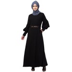 Nazneen long cuff full balloon sleeve with belt A line Abaya