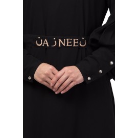 Nazneen long cuff full balloon sleeve with belt A line Abaya