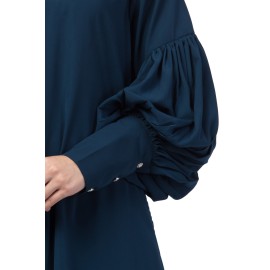 Nazneen long cuff full balloon sleeve with belt A line Abaya