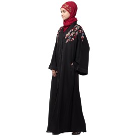 Nazneen resham embroidery front open Dubai abaya