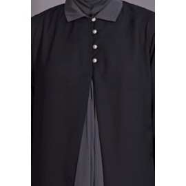 Nazneen Contrast Yoke Black/Grey Casual Abaya