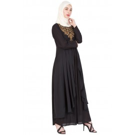 Nazneen Neck Embroidered Party Abaya