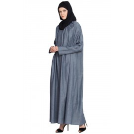 Nazneen Front Open Gather Around Neck Cotton Bohemian Abaya