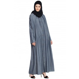 Nazneen Front Open Gather Around Neck Cotton Bohemian Abaya