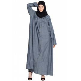 Nazneen Front Open Gather Around Neck Cotton Bohemian Abaya