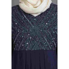 Nazneen Embellished Navy Party Burqown ( Burqa+Gown)