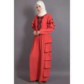Nazneen Embroidered frill party Abaya