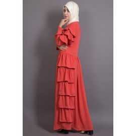 Nazneen Embroidered frill party Abaya