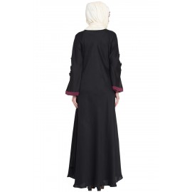 Nazneen Embroidered Patch Umbrella Black Abaya