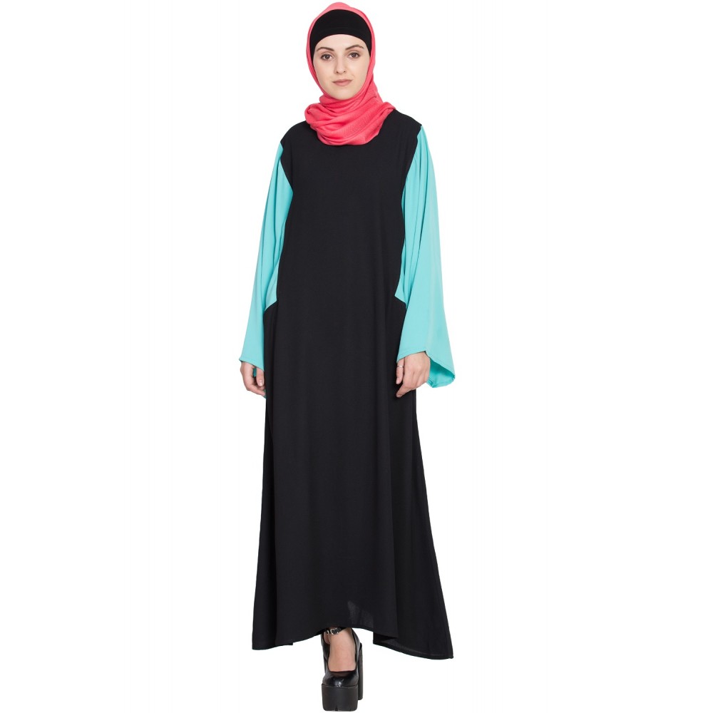 Nazneen Contrast Sleeve Casual Abaya