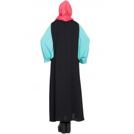 Nazneen Contrast Sleeve Casual Abaya