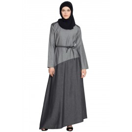 NAZNEEN Asymmetrical Contrast Skirt Casual Abaya