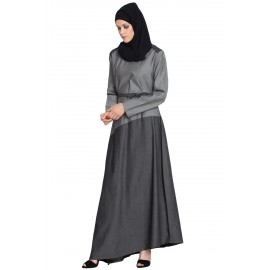 NAZNEEN Asymmetrical Contrast Skirt Casual Abaya