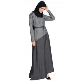 NAZNEEN Asymmetrical Contrast Skirt Casual Abaya