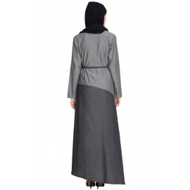 NAZNEEN Asymmetrical Contrast Skirt Casual Abaya