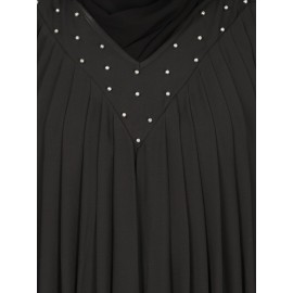 Nazneen Embroidered Neck Band Double Layer Party Abaya