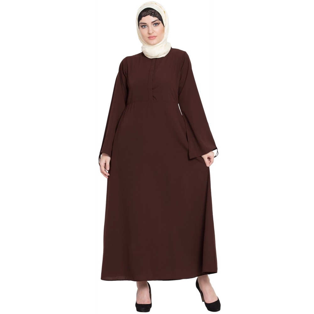 Nazneen Front Placket Till Waist Casual Abaya