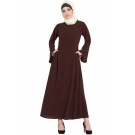 Nazneen Front Placket Till Waist Casual Abaya