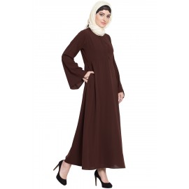 Nazneen Front Placket Till Waist Casual Abaya