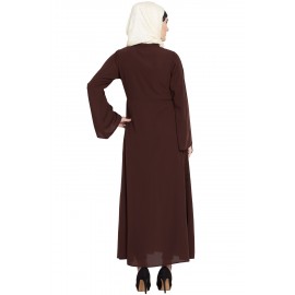 Nazneen Front Placket Till Waist Casual Abaya