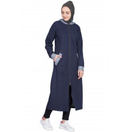 Nazneen Front Open With Hood Jersey Sports Abaya