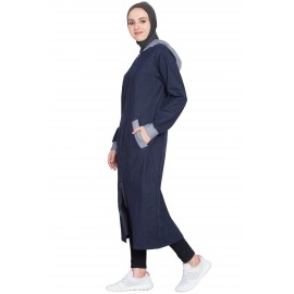 Nazneen Front Open With Hood Jersey Sports Abaya