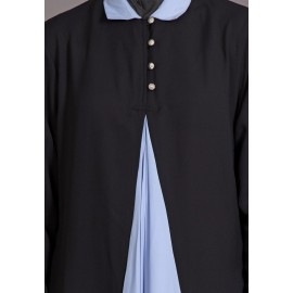 Nazneen Contrast Yoke Black/Sky Blue Casual Abaya