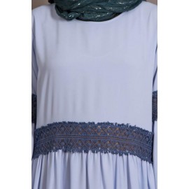 Nazneen Lace At Waist And Sleeve Classic Abaya