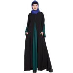 Nazneen Contrast Yoke At Front, Back And Sleeve A Line Abaya