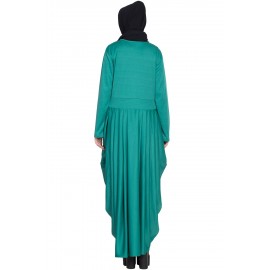 Nazneen Pleating At Waist Stretchable Knits Travel Abaya