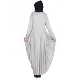 Nazneen Pleating At Waist Stretchable Knits Travel Abaya