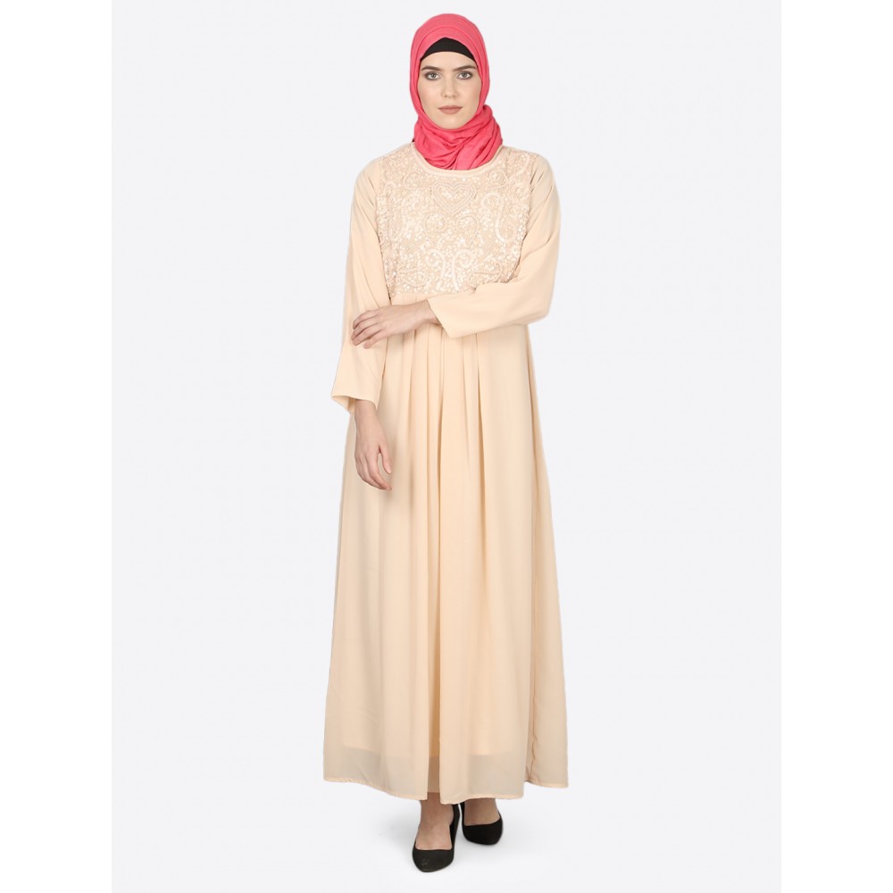 NAZNEEN EMBELISHED PEACH BURQOWN