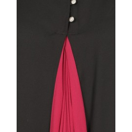 Nazneen Contrast Yoke Black/Maroon Casual Abaya