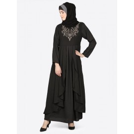 Nazneen Neck Embroidered Party Abaya